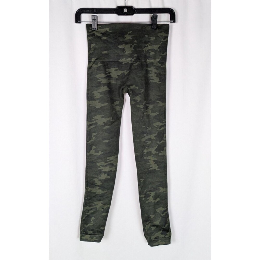 SPANX Look At Me Now Seamless Leggings Green Camo High Rise Compression S
